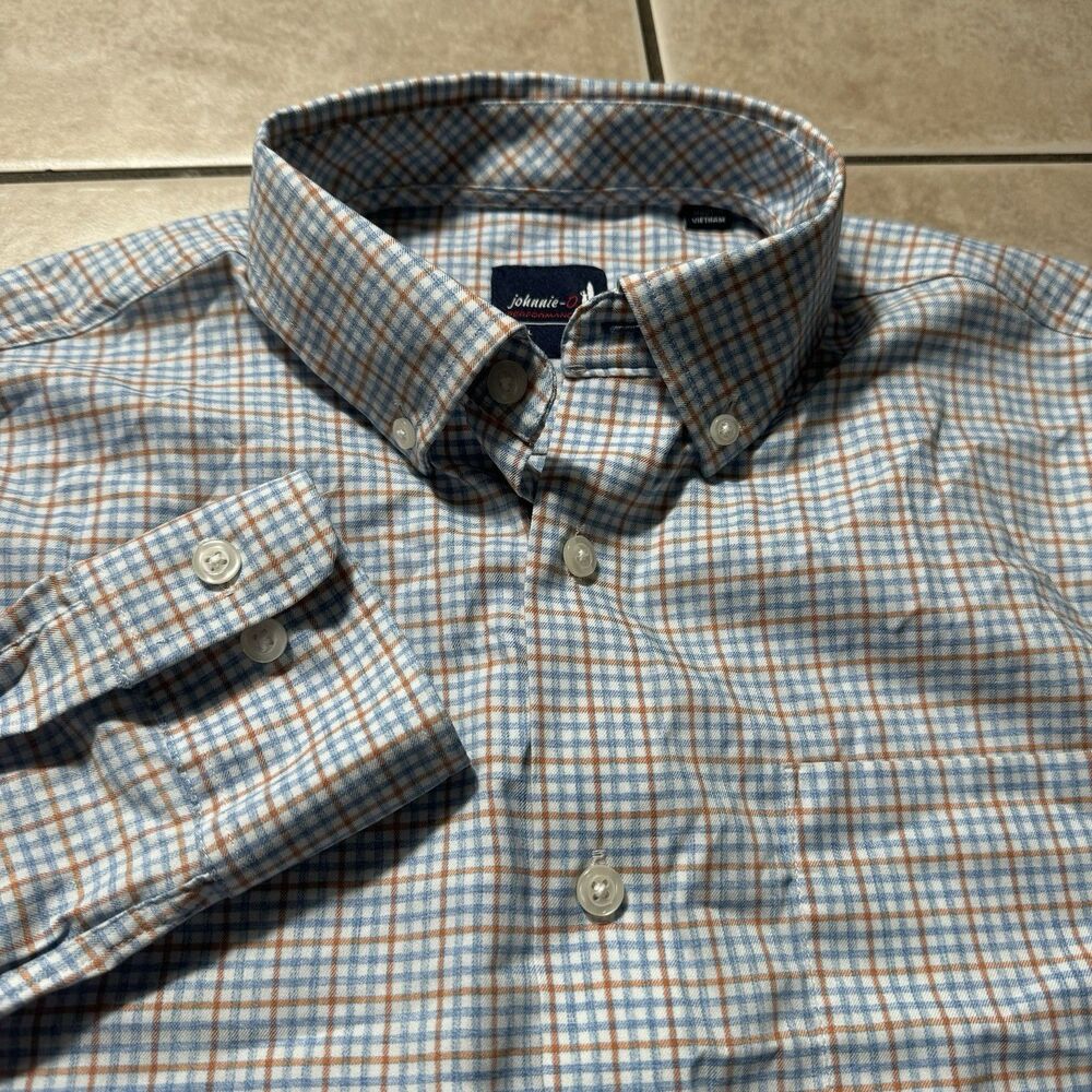 johnnie-O Performance Men’s S Blue Check Long Sleeve Button Down Preppy Shirt